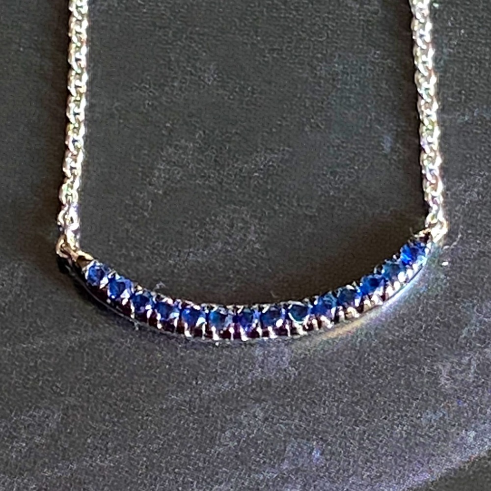 Gabriel & Co. Sapphire Curved Bar Necklace